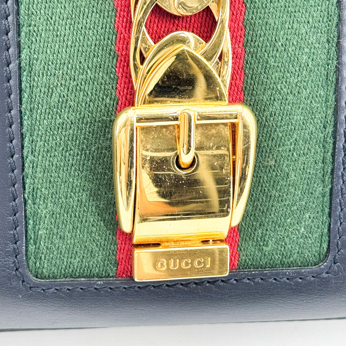 Gucci Sylvie Top Handle Leather Black Leather Handbag (Pre-Owned)