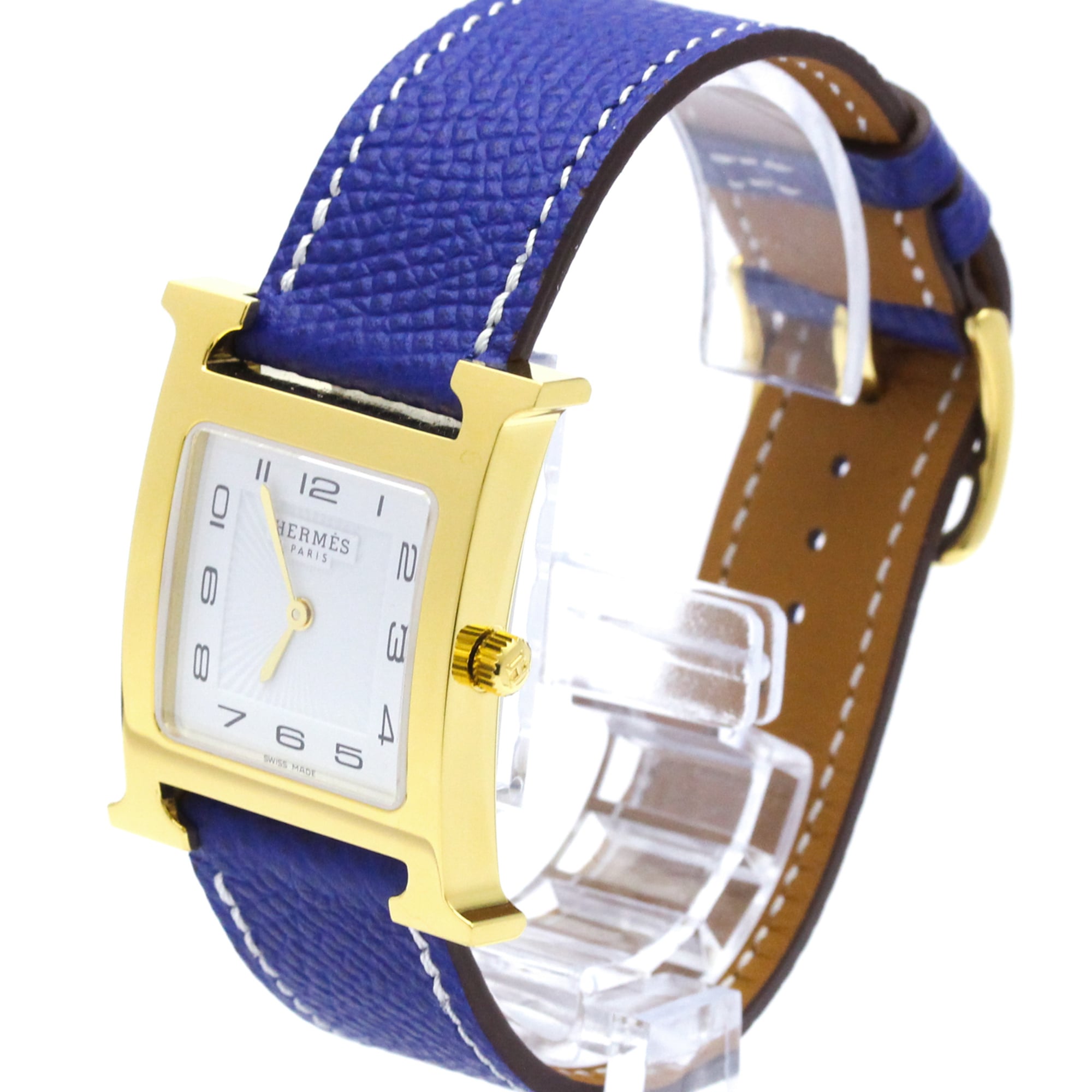 Hermes Heure H Quartz Stainless Steel And Leather Watch (Pre-Owned)