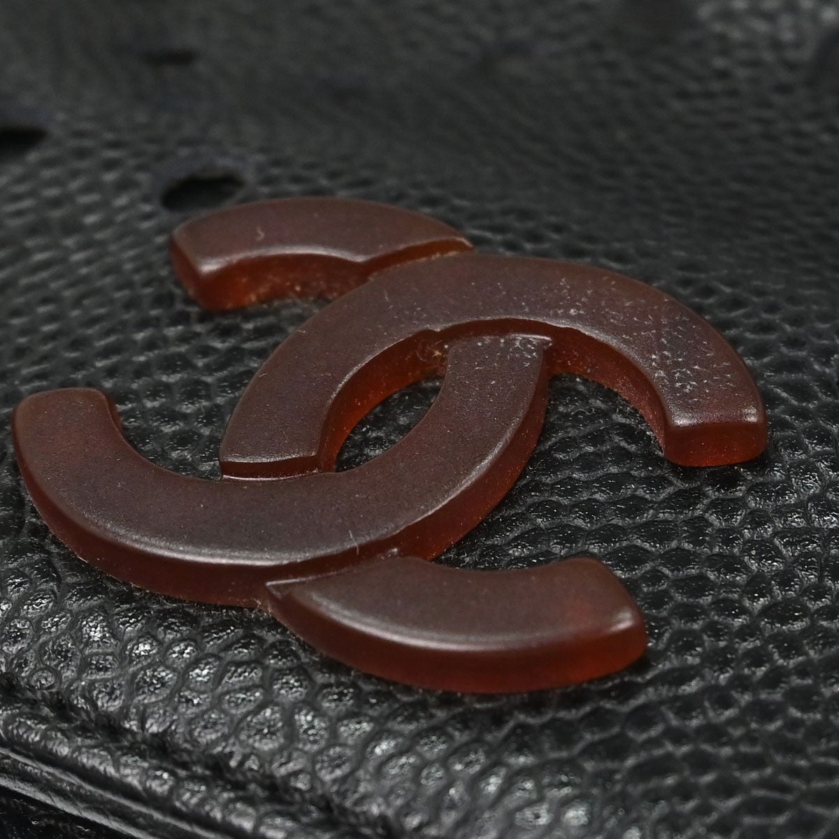 Chanel Vintage Resin Chain Shopping Tote Quilted Caviar Black Leather Tote Bag Bag (Pre-Owned)