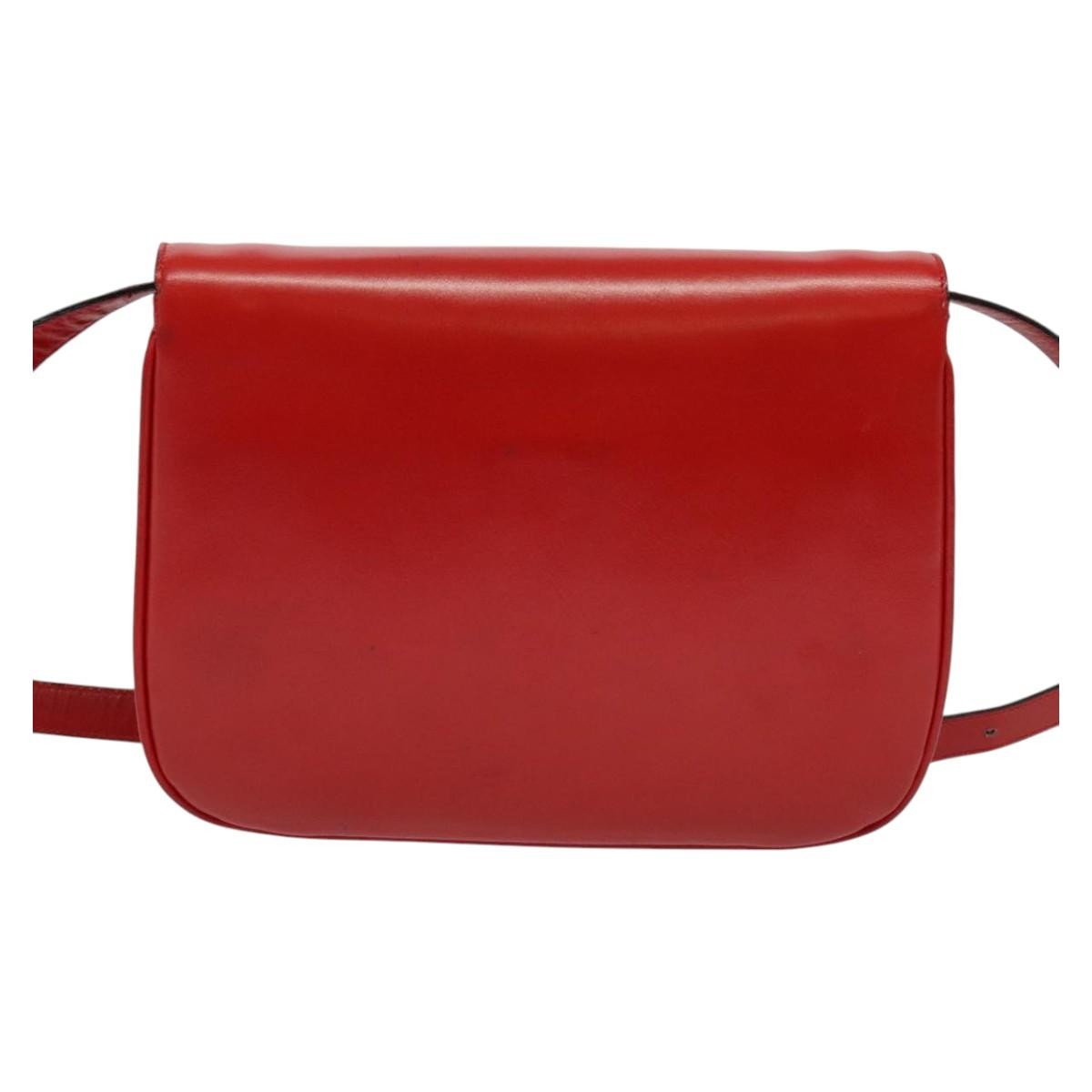 Celine Vintage Triomphe Shoulder Leather Red Leather Shoulder Bag Bag (Pre-Owned)