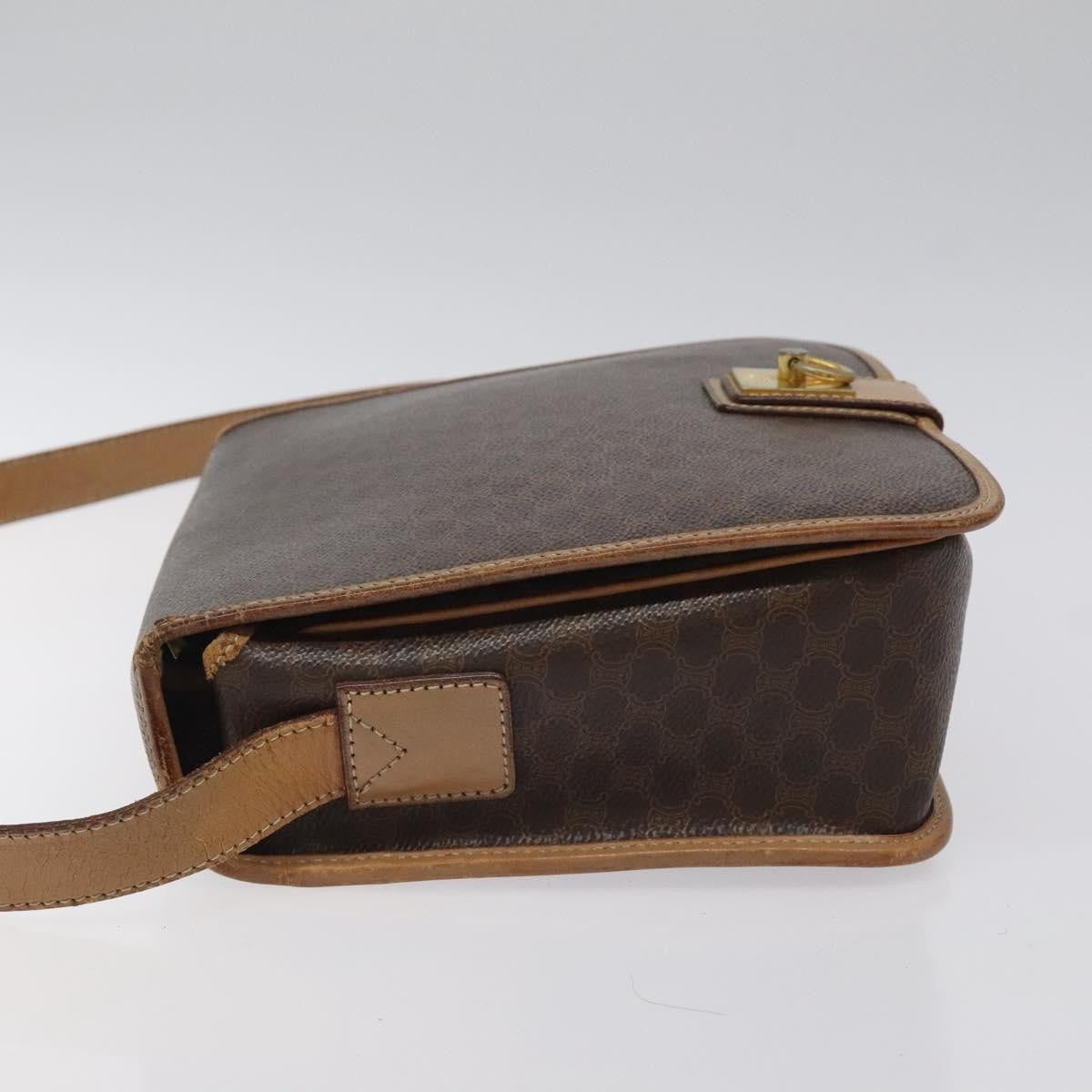 Celine Vintage Macadam Canvas And Leather Brown Canvas Shoulder Bag Bag (Pre-Owned)