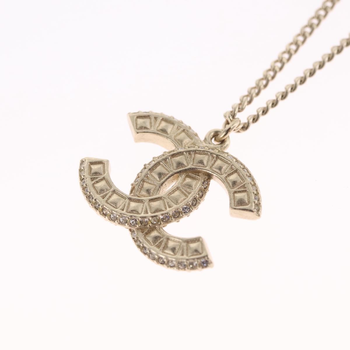 Chanel Multi-Logo Engraved Cc Pendant Metal With Crystals Gold Metal Necklace Jewelry (Pre-Owned)