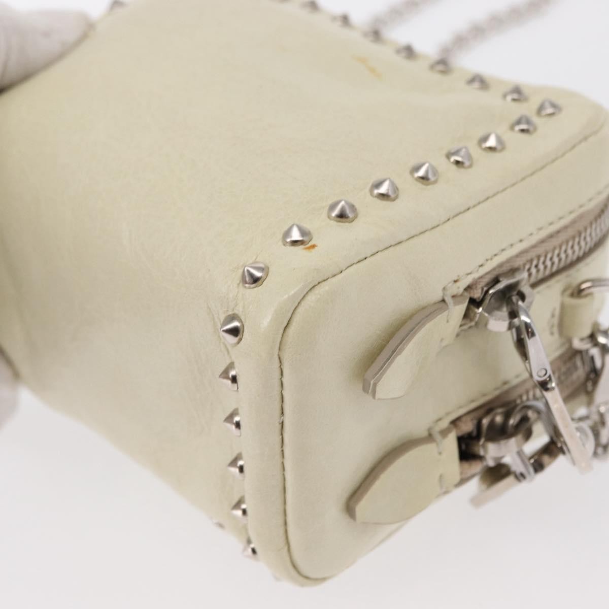 Miu Miu Chain Leather Ecru Leather Shoulder Bag Bag (Pre-Owned)
