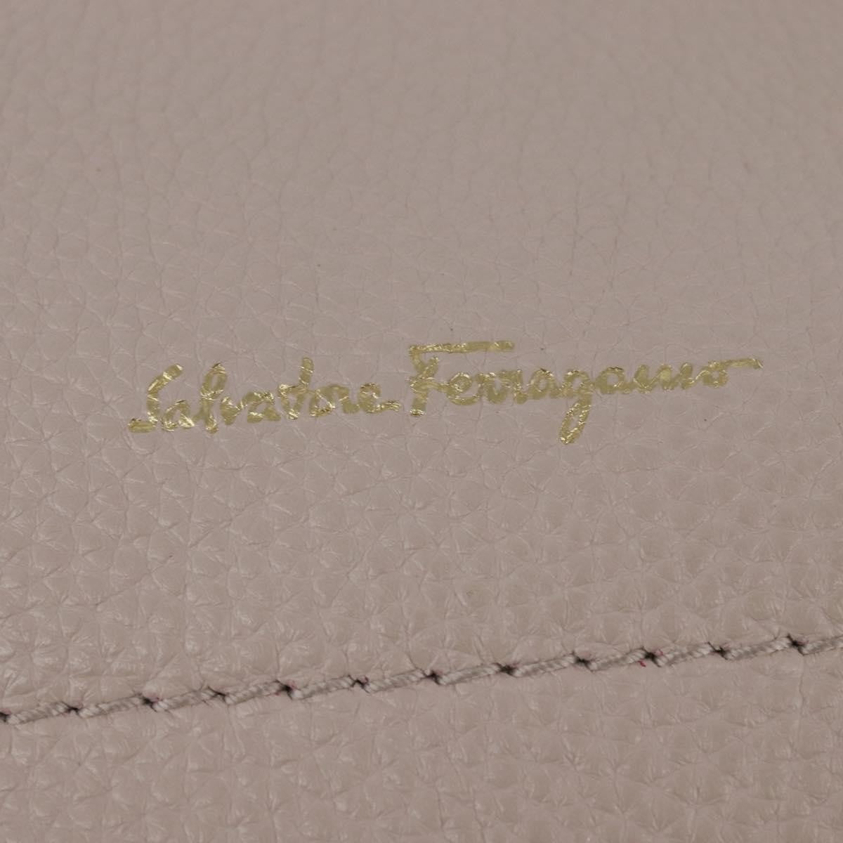 Salvatore Ferragamo Amy Tote Pebbled Leather Beige Leather Handbag (Pre-Owned)