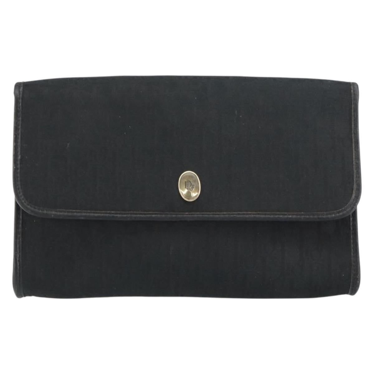 Christian Dior Vintage Chain Flap Diorissimo Canvas Black Canvas Shoulder Bag Bag (Pre-Owned)