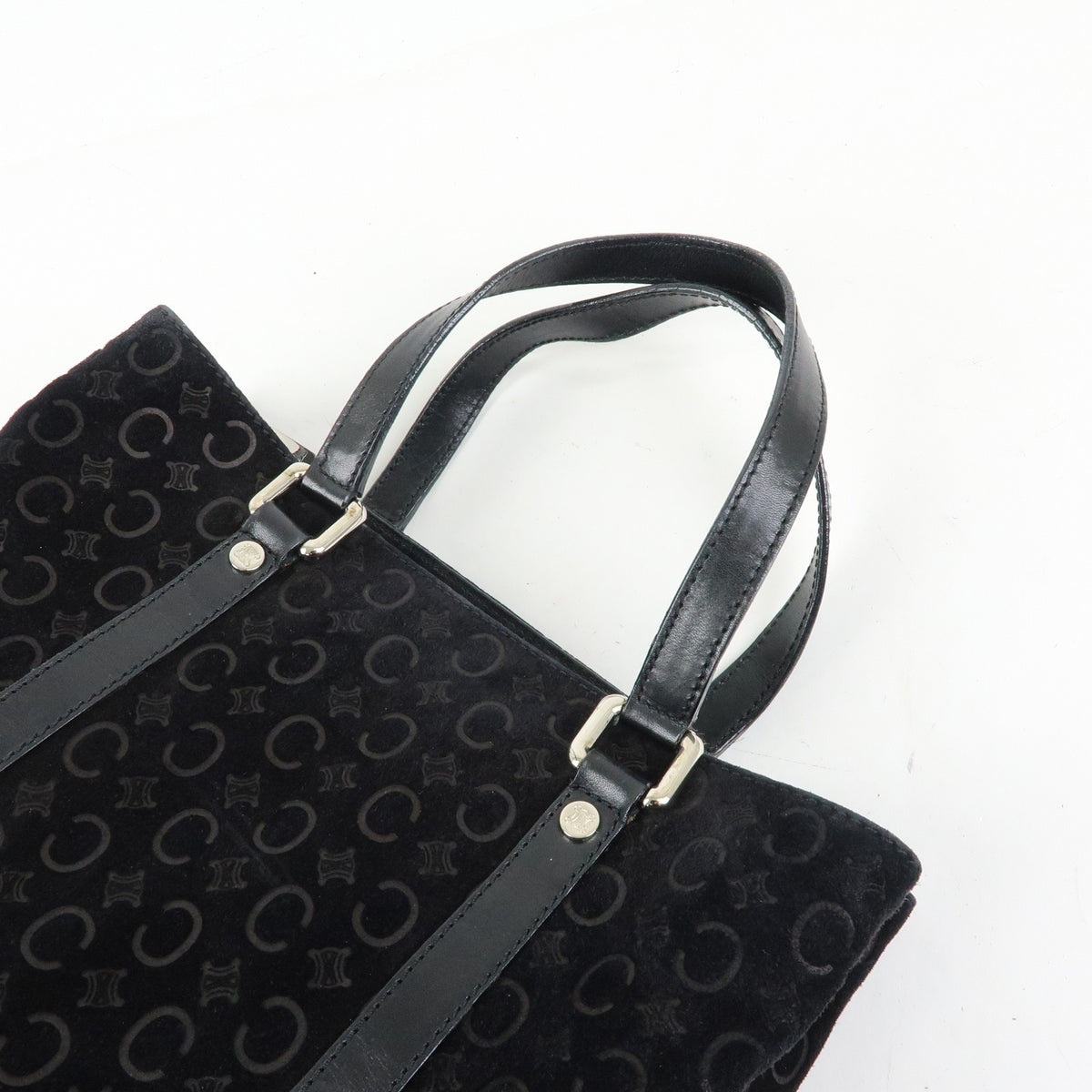 Celine C Macadam Tote Pvc Leather/ Macadam Canvas Black Suede Shoulder Bag Bag (Pre-Owned)