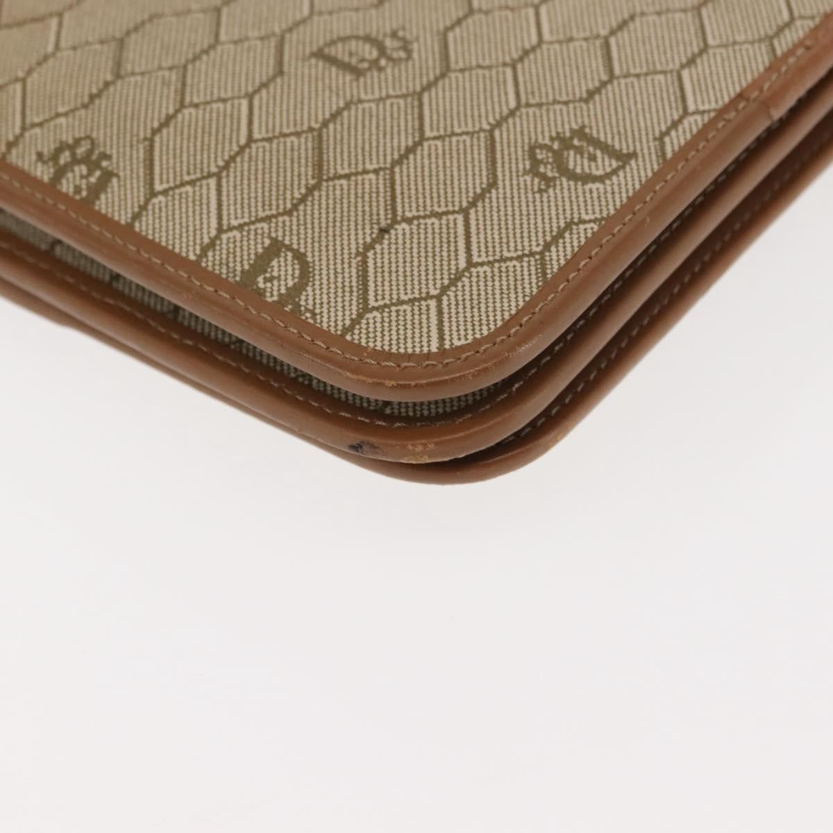 Christian Dior Vintage Honeycomb Zip Coated Canvas Beige Canvas Shoulder Bag Bag (Pre-Owned)