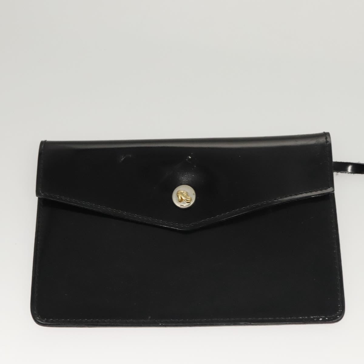 Salvatore Ferragamo Vintage Patent Leather Black Patent_Leather Handbag (Pre-Owned)