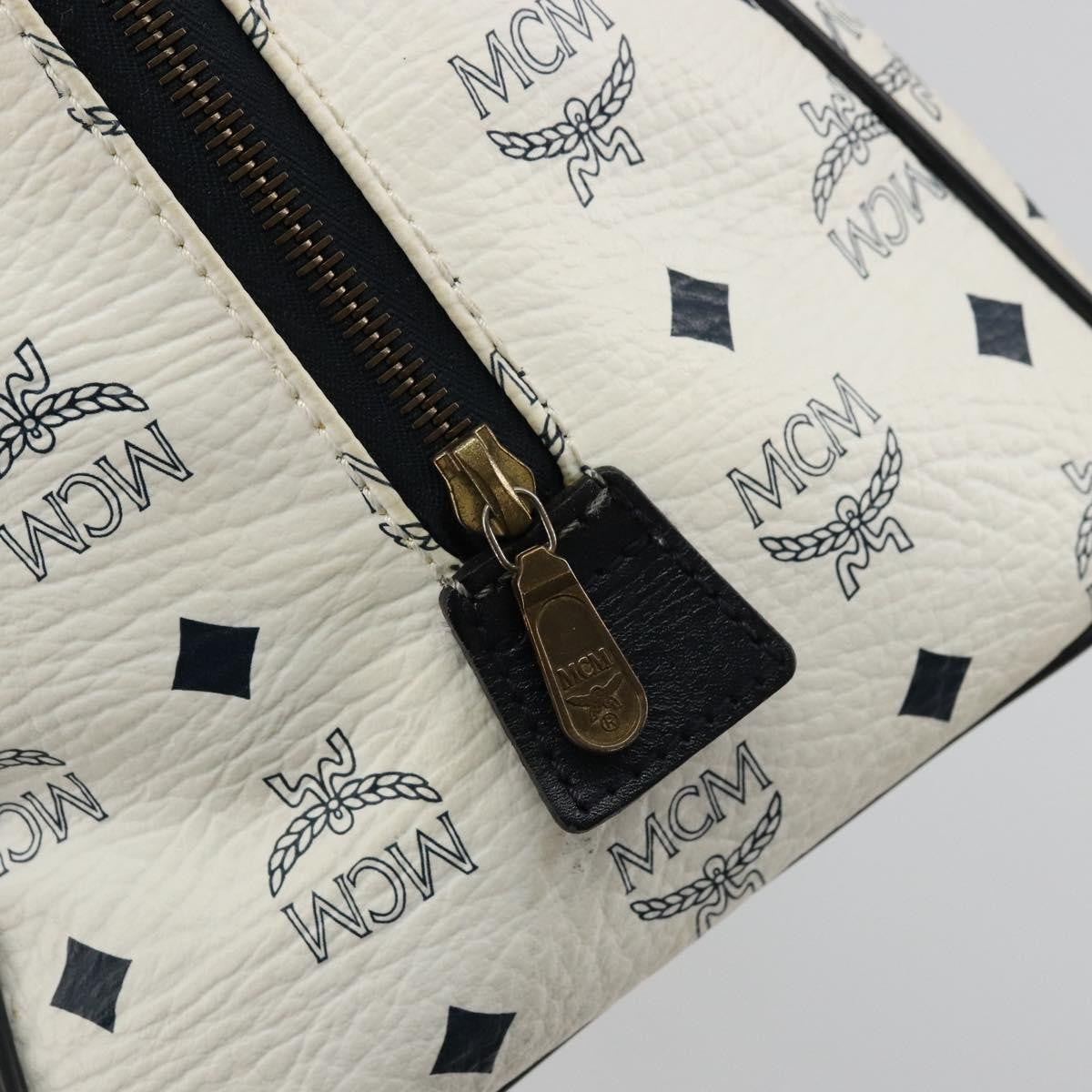 MCM Visetos Logogramme Leather White Leather Handbag (Pre-Owned)