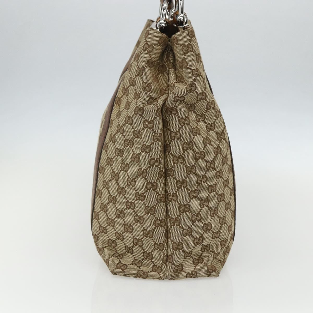 Gucci Bamboo Bar Gg Canvas Beige Canvas Tote Bag Bag (Pre-Owned)