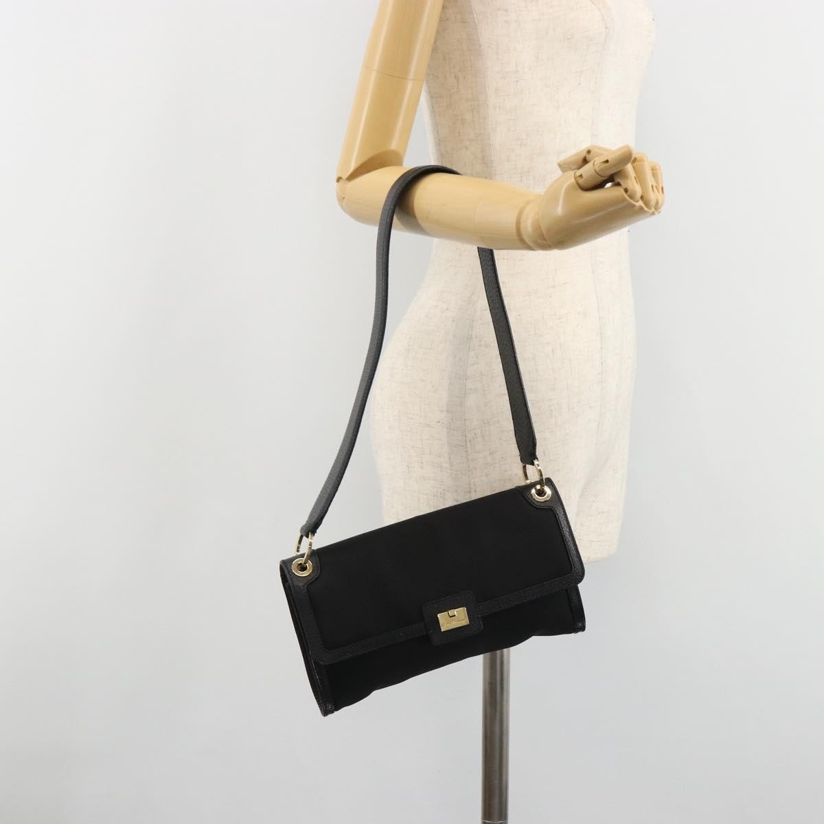 Salvatore Ferragamo Shoulder Bag Canvas Black Canvas Shoulder Bag Bag (Pre-Owned)