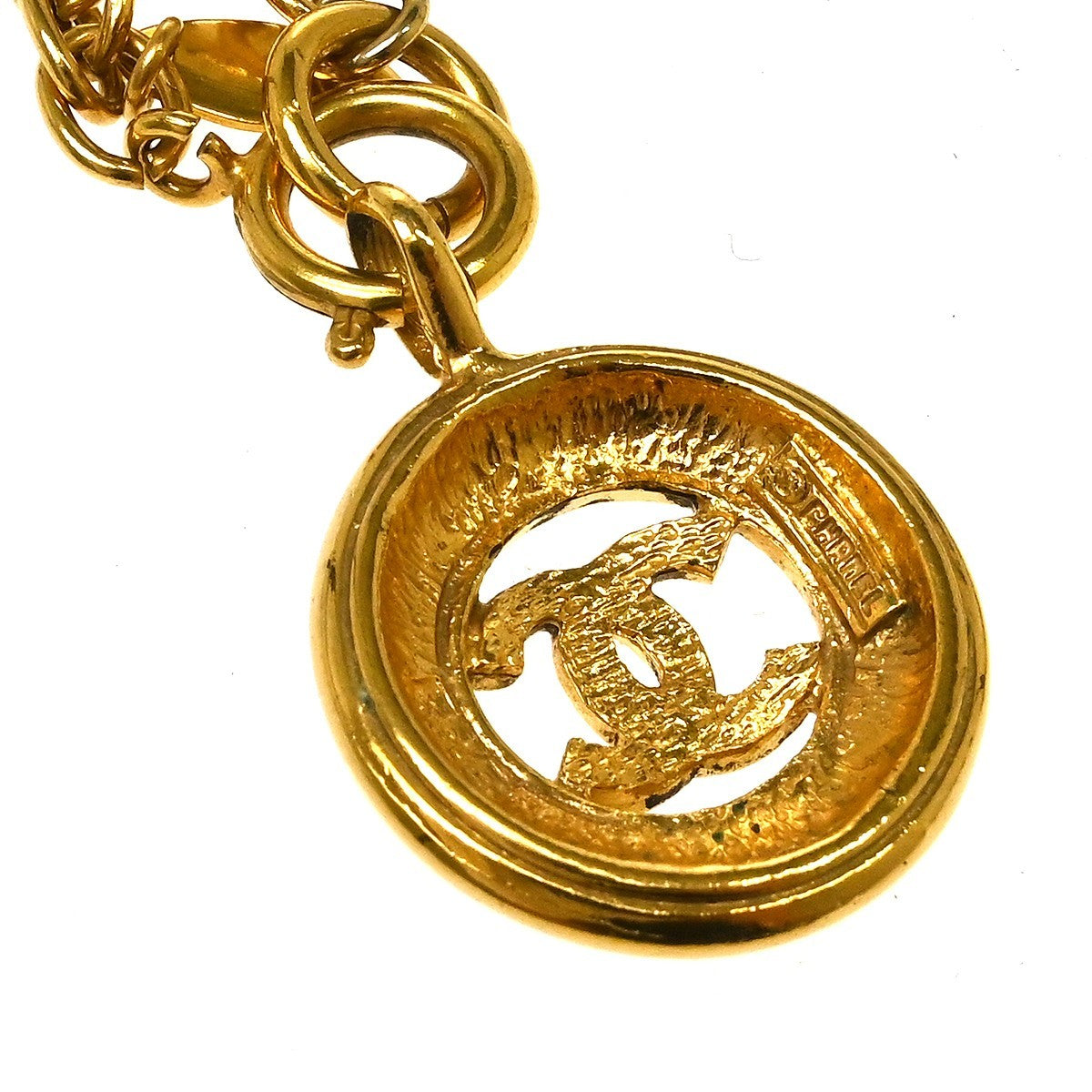 Chanel Vintage Round Medallion Pendant Metal Gold Gold_Plated Necklace Jewelry (Pre-Owned)
