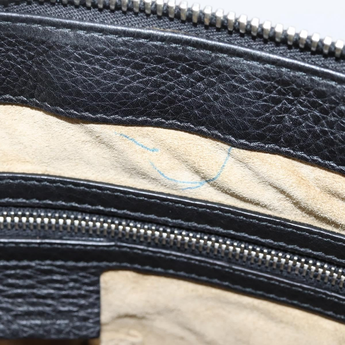 Gucci Zip Messenger Leather With Striped Detail Black Leather Handbag (Pre-Owned)