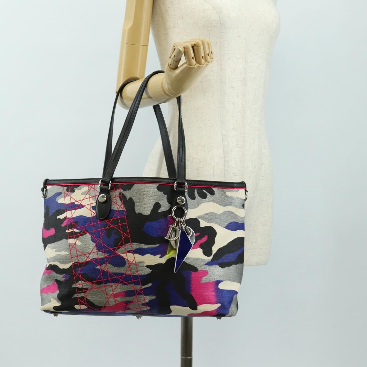 Christian Dior Open Limited Edition Anselm Reyle Camouflage Canvas Multicolour Canvas Tote Bag Bag (Pre-Owned)