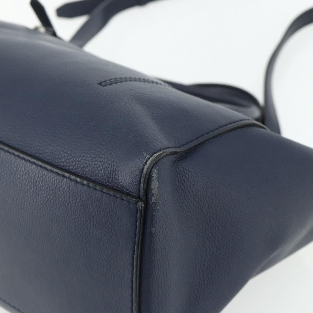 Bally Vintage Leather Navy Leather Handbag (Pre-Owned)