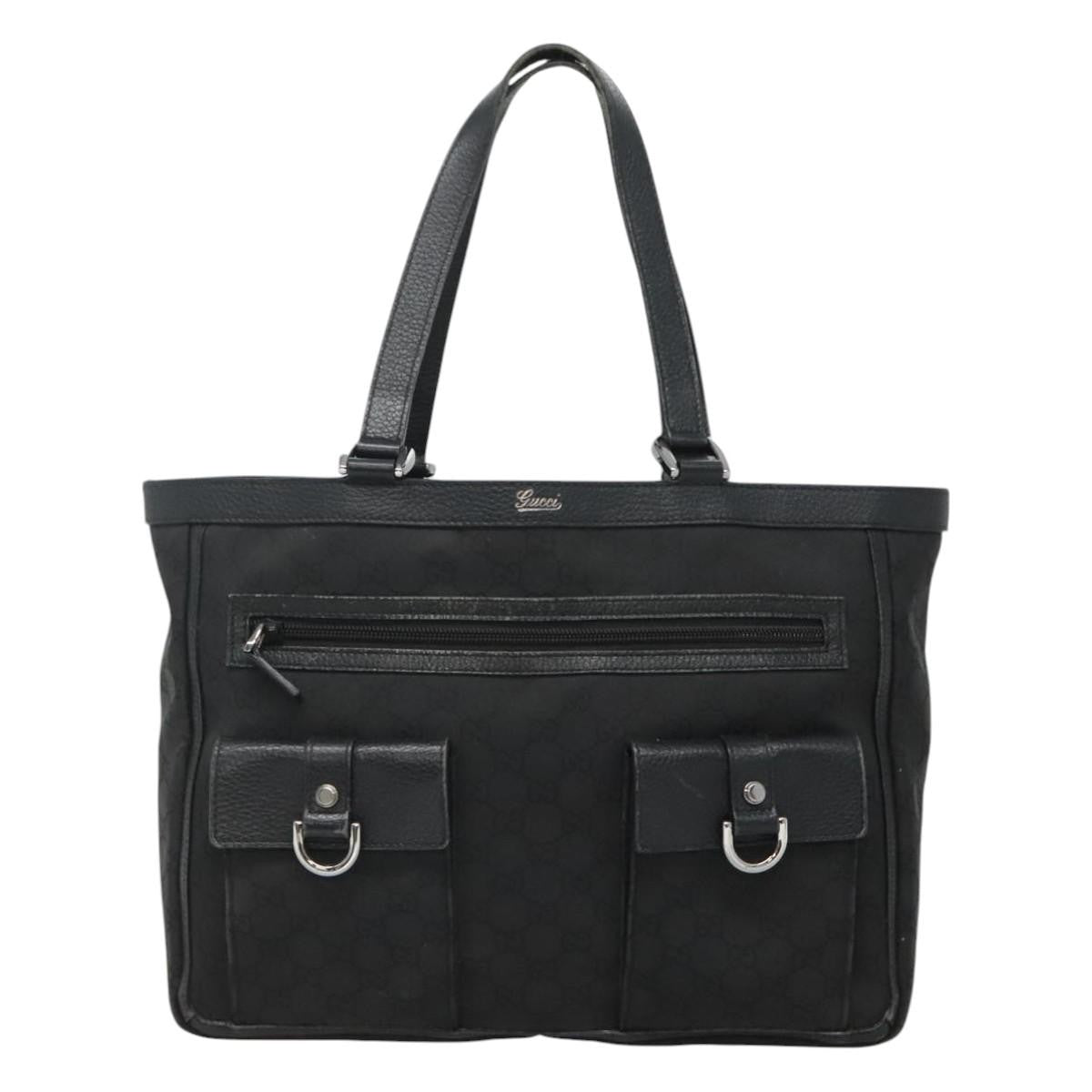Gucci Abbey Pocket Tote Gg Canvas And Leather Black Canvas Tote Bag Bag (Pre-Owned)