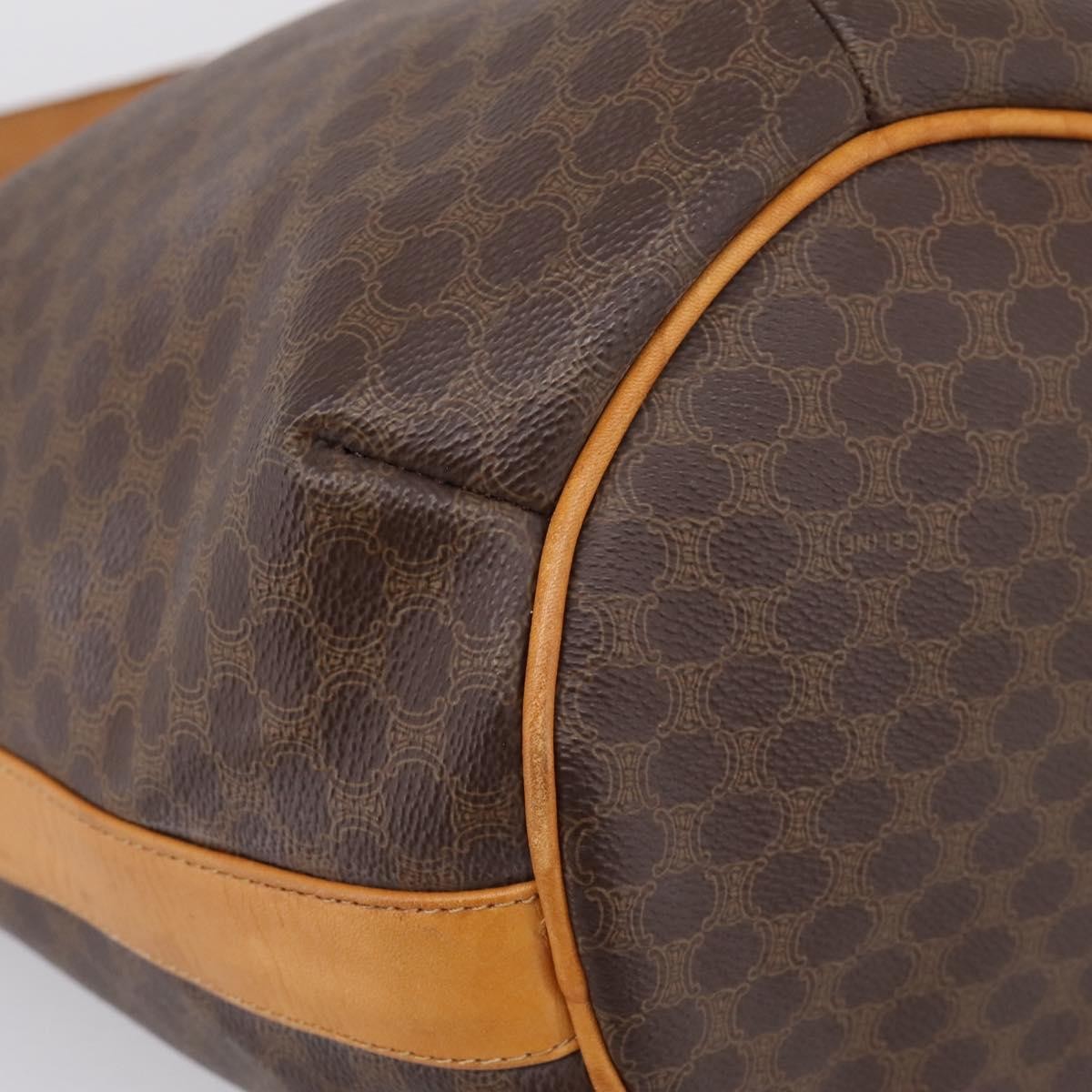 Celine Vintage Macadam Canvas And Leather Brown Canvas Shoulder Bag Bag (Pre-Owned)