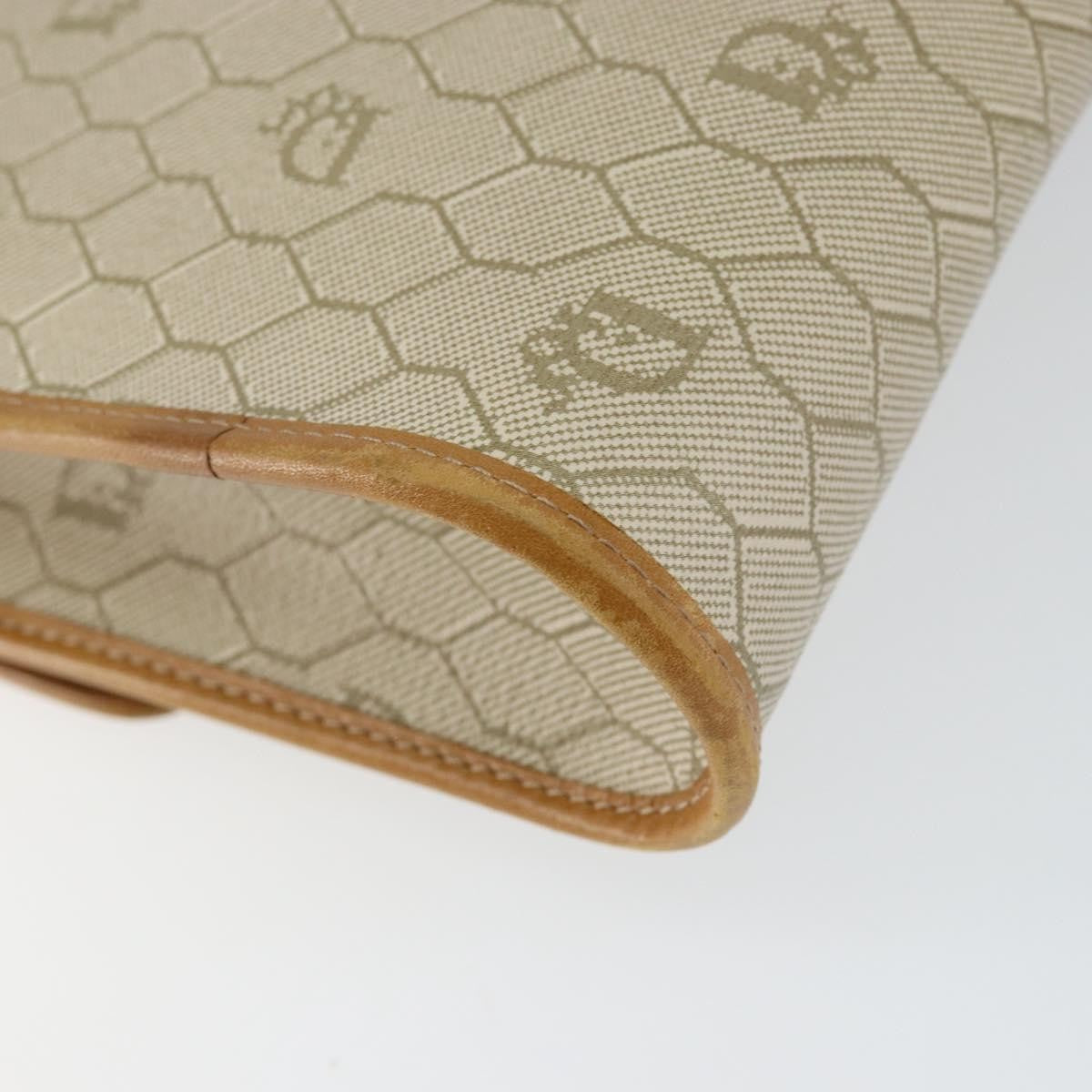 Christian Dior Vintage Honeycomb Flap Canvas And Leather Beige Canvas Shoulder Bag Bag (Pre-Owned)