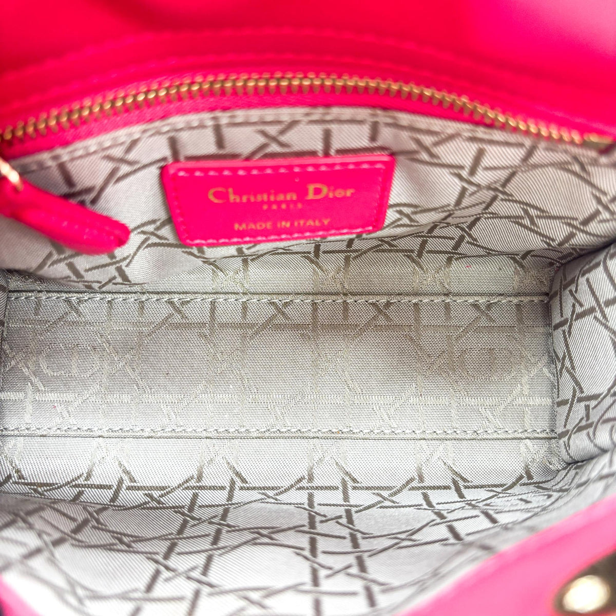 Christian Dior Lady Dior Cannage Quilt Lambskin Pink Leather Handbag (Pre-Owned)