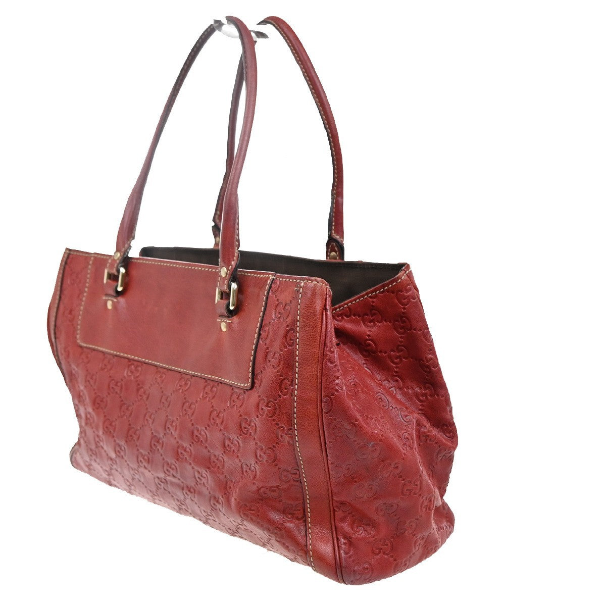 Gucci Vintage Leather Red Leather Handbag (Pre-Owned)