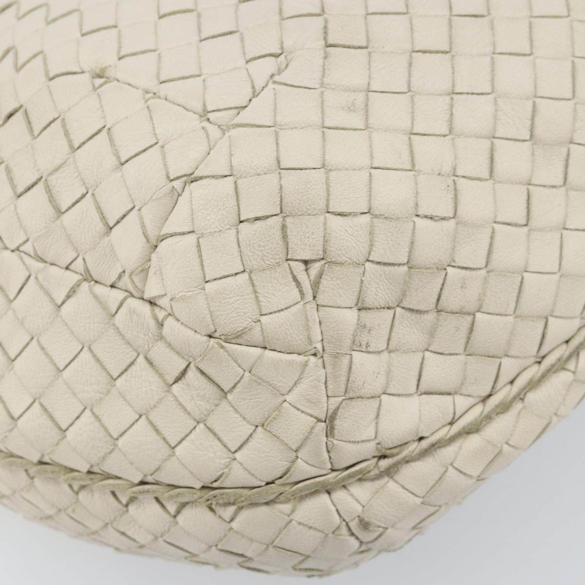 Bottega Veneta Zip Hobo Leather With Intrecciato White Leather Shoulder Bag Bag (Pre-Owned)