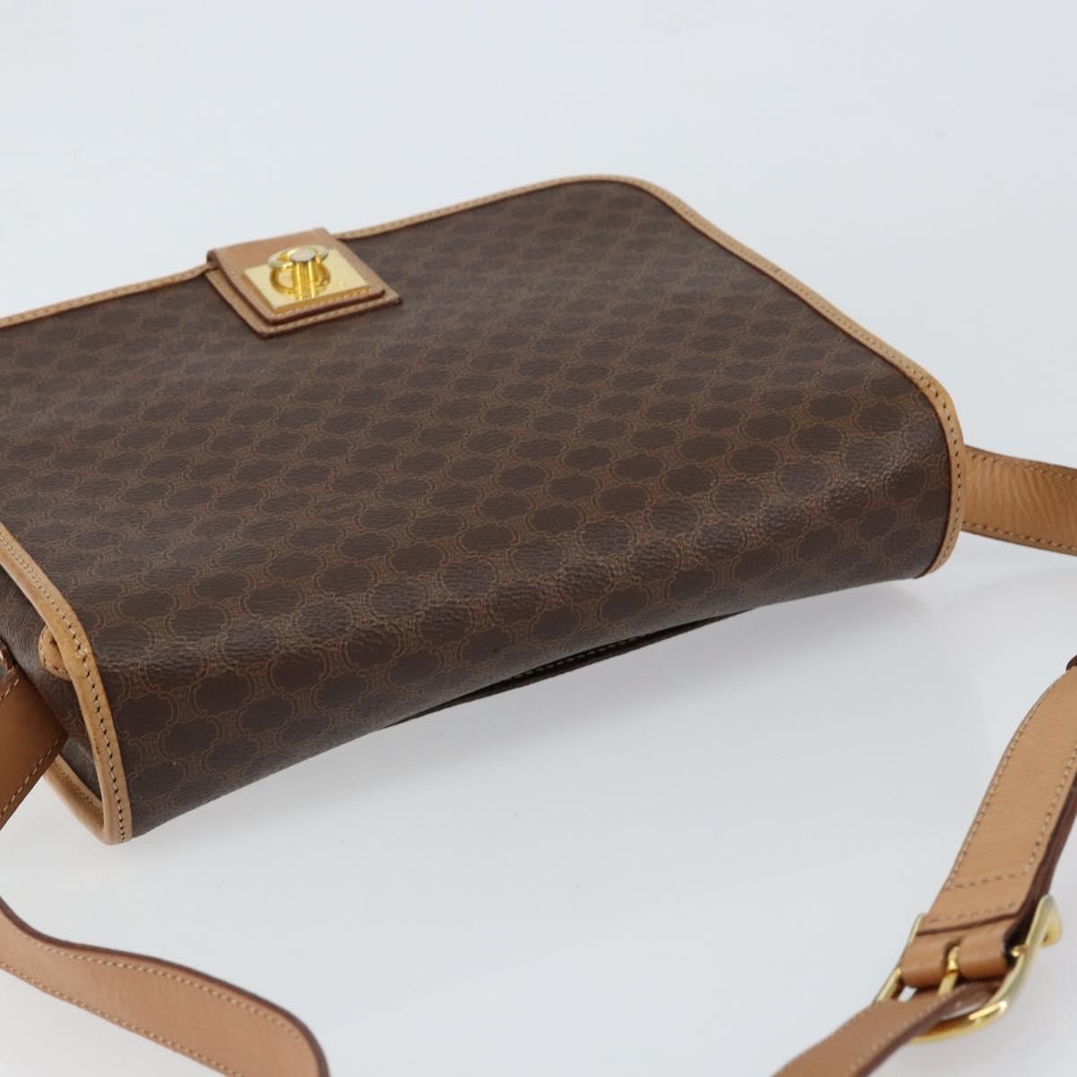 Celine Vintage Macadam Canvas And Leather Brown Canvas Shoulder Bag Bag (Pre-Owned)