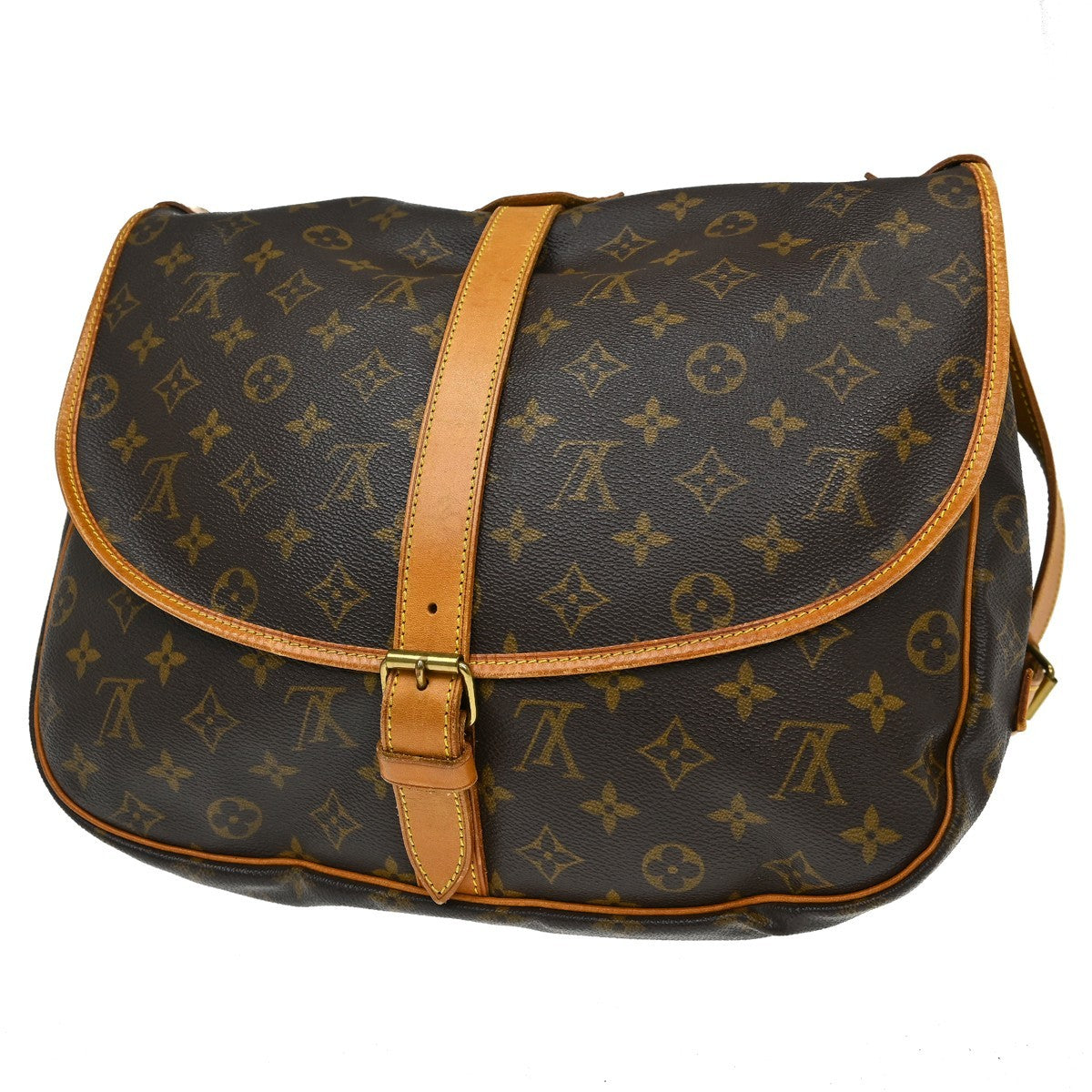 Louis Vuitton Saumur Monogram Canvas Brown Canvas Handbag (Pre-Owned)