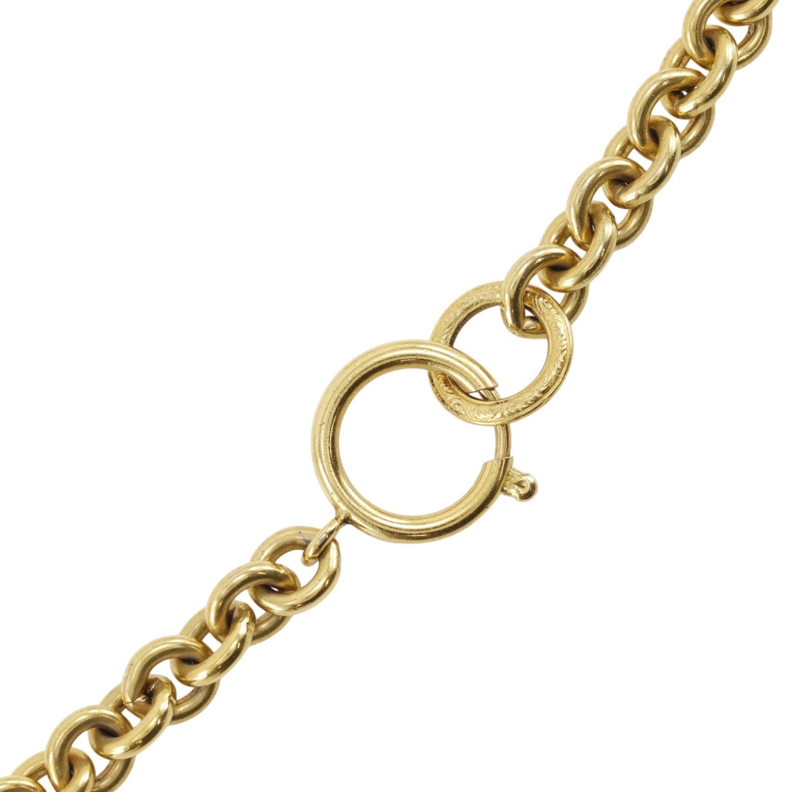 Chanel Vintage Cc Round Pendant Long Metal Gold Gold_Plated Necklace Jewelry (Pre-Owned)