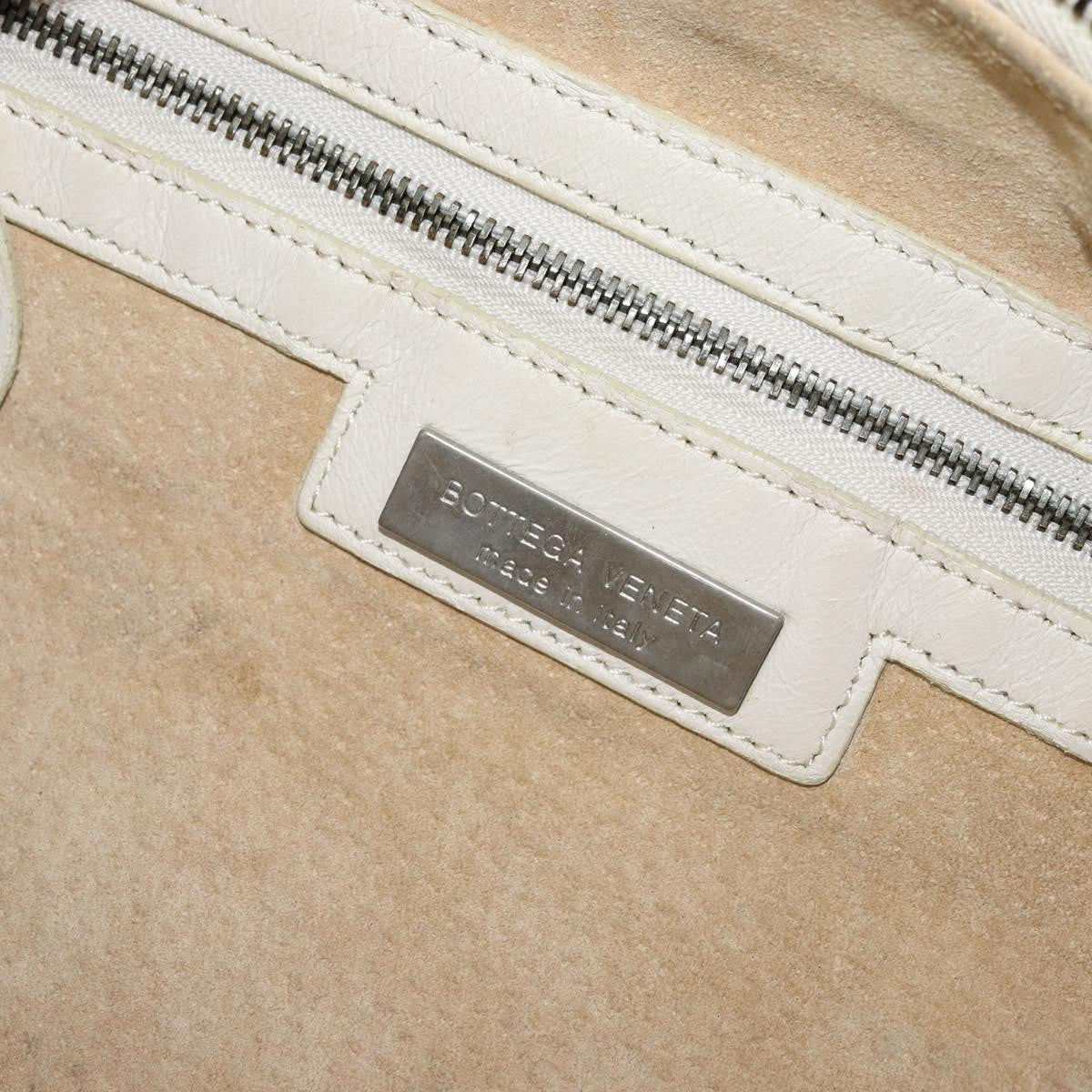 Bottega Veneta Zip Hobo Leather With Intrecciato White Leather Shoulder Bag Bag (Pre-Owned)