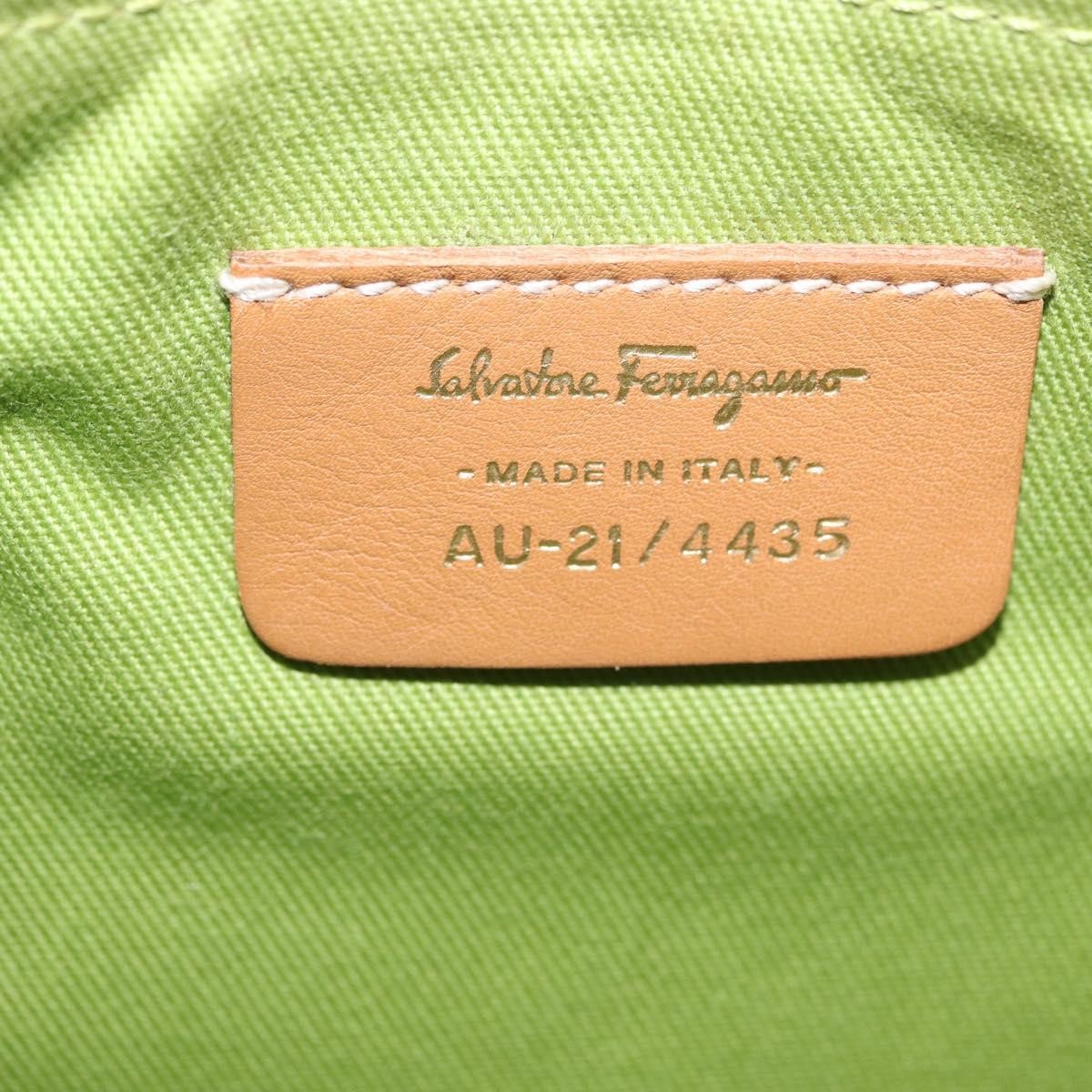 Salvatore Ferragamo Gancini Canvas And Leather White Canvas Clutche & Pouche Bag (Pre-Owned)