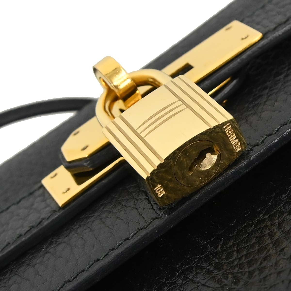 Hermes Kelly Black Ardennes With Gold Hardware Black Leather Handbag (Pre-Owned)