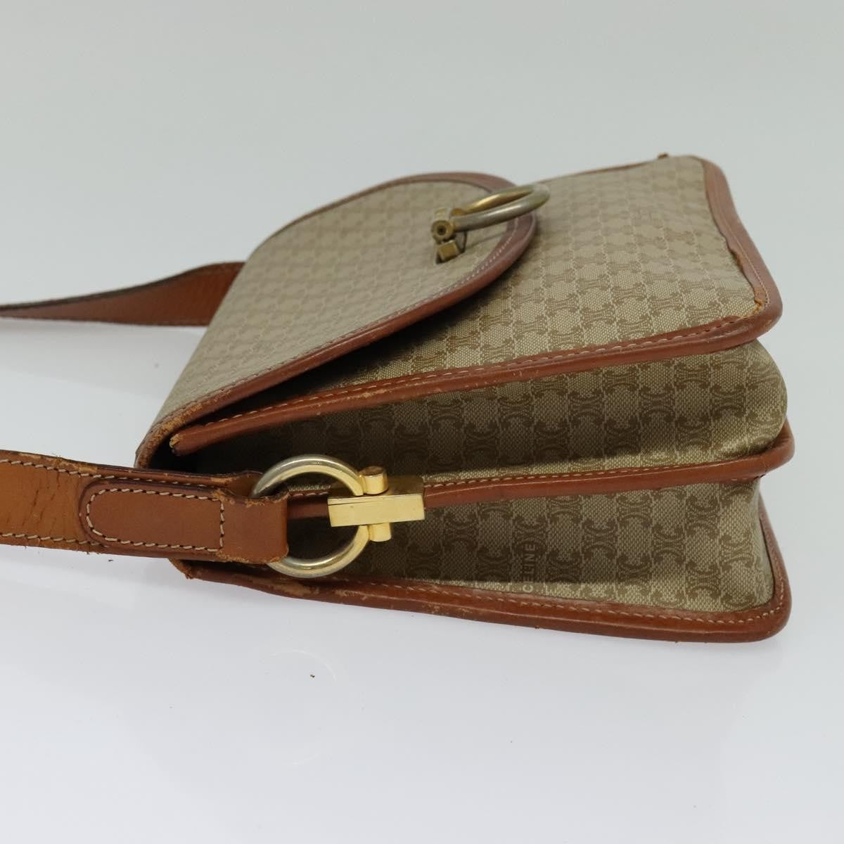 Celine Macadam Shoulder Pvc Leather Beige Canvas Bag (Pre-Owned)