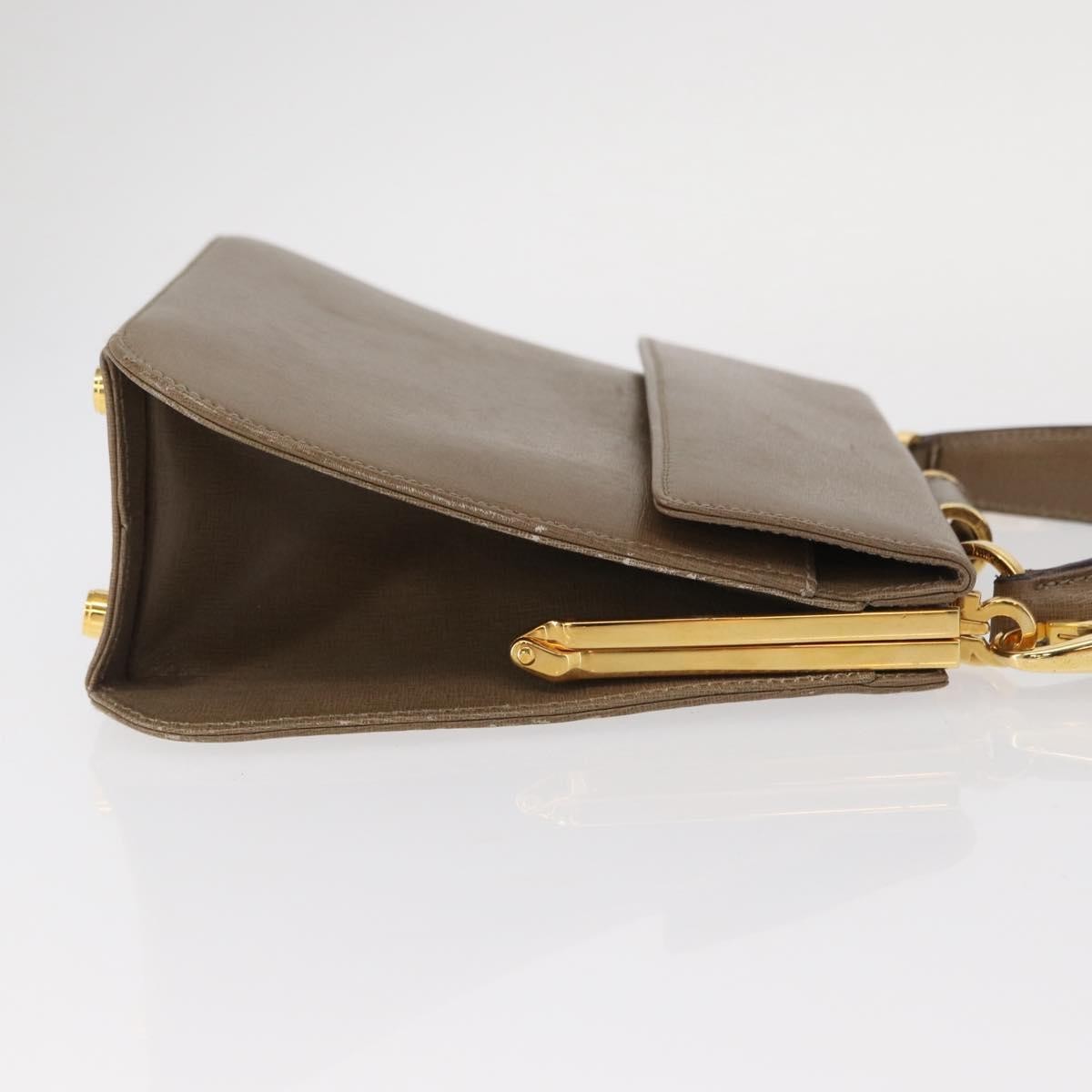Salvatore Ferragamo Gancini Leather Beige Leather Handbag (Pre-Owned)