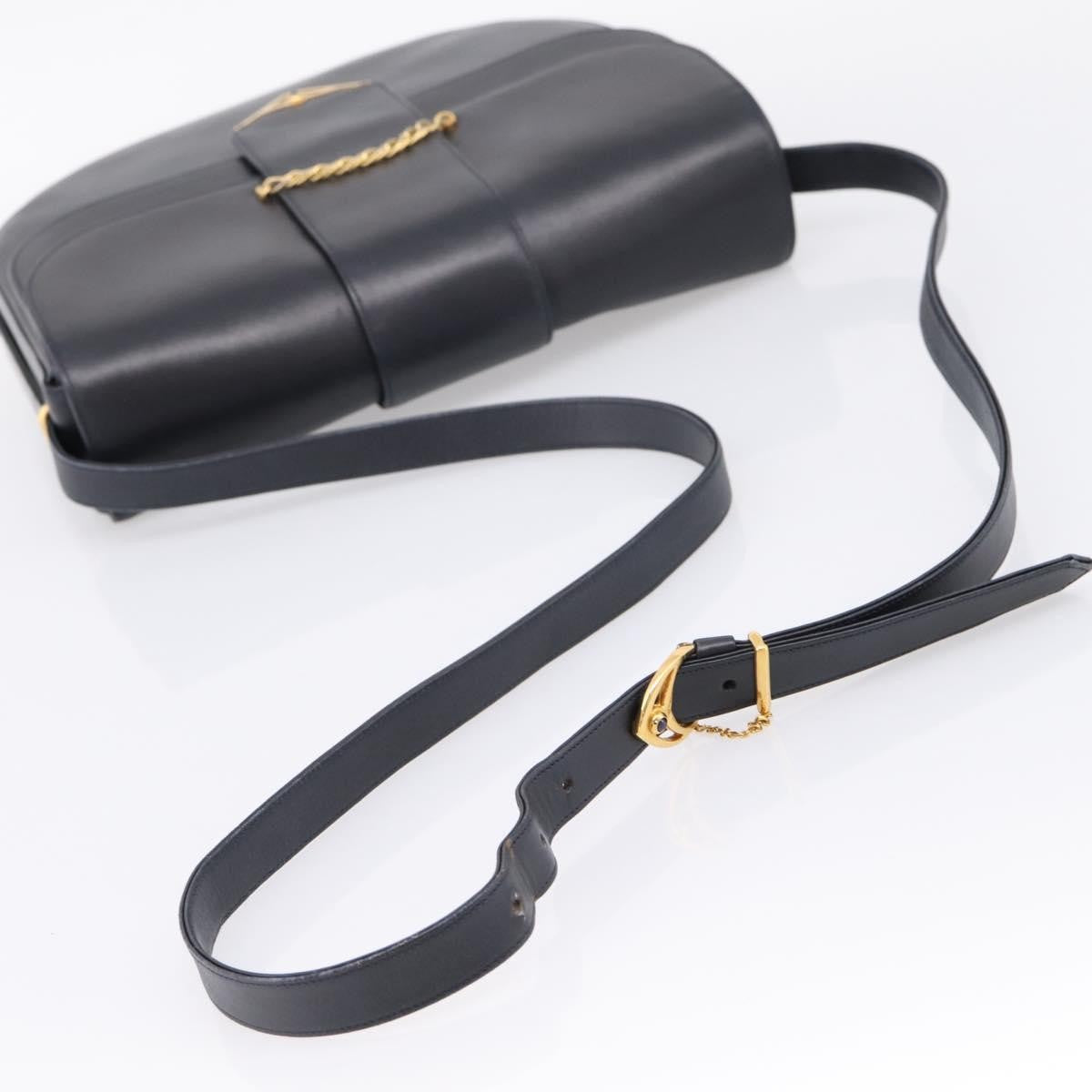 Cartier Sapphire Line Leather Black Leather Shoulder Bag Bag (Pre-Owned)