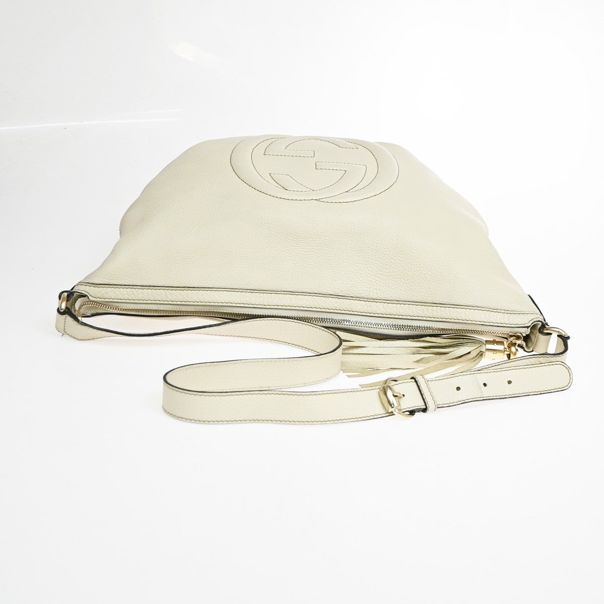 Gucci Soho Messenger Leather White Leather Shoulder Bag Bag (Pre-Owned)