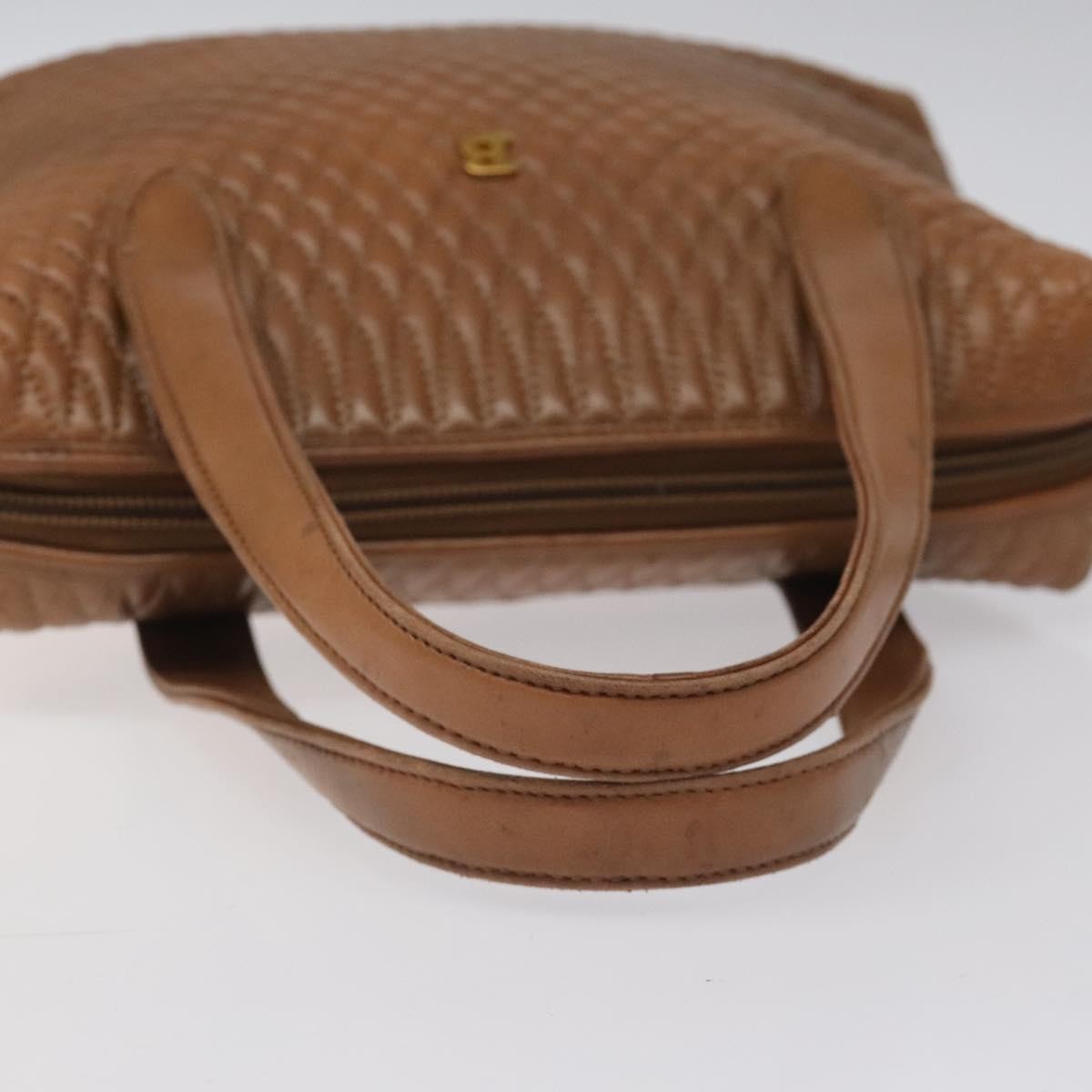 Bally Vintage Quilted Leather Brown Leather Handbag (Pre-Owned)