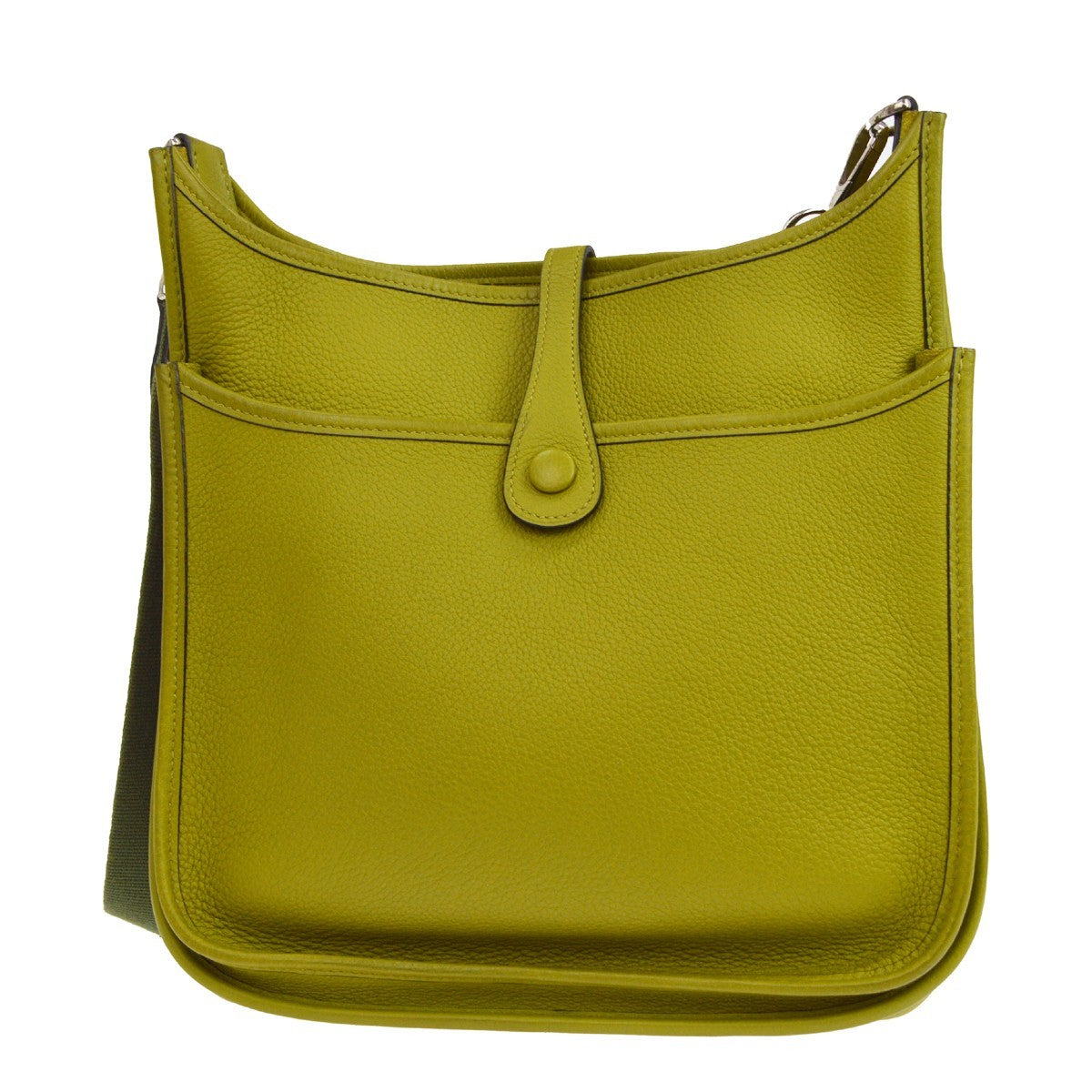 Hermes Evelyne Bag Gen I Clemence Green Leather Handbag (Pre-Owned)
