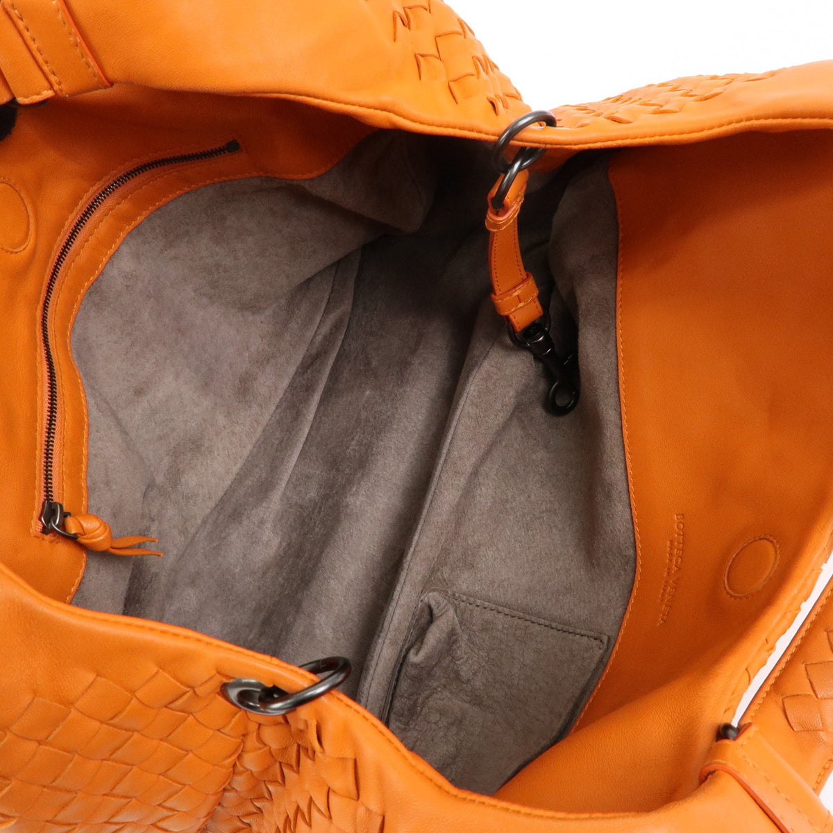 Bottega Veneta Campana Hobo Intrecciato Nappa Orange Leather Shoulder Bag Bag (Pre-Owned)