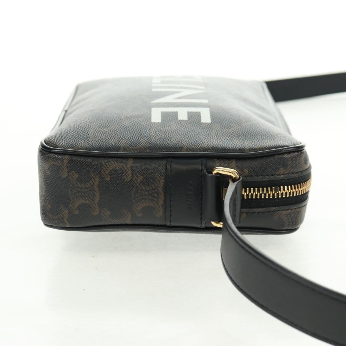 Celine Logo Messenger Triomphe Coated Canvas Black Pvc Shoulder Bag Bag (Pre-Owned)