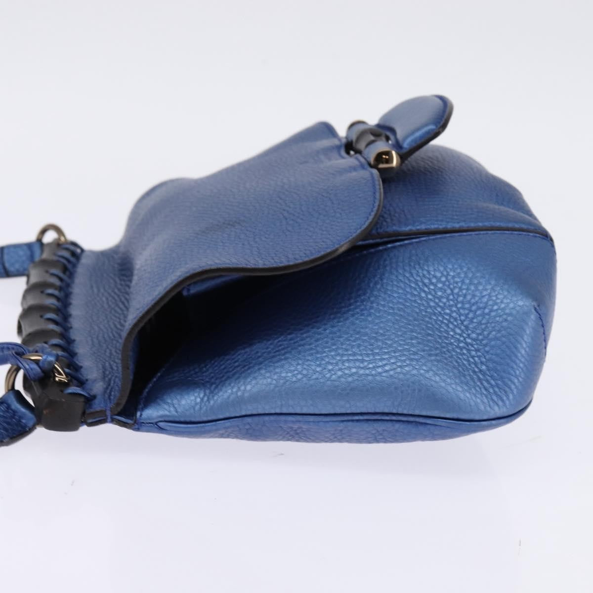 Gucci Nouveau Fringe Leather Blue Leather Shoulder Bag Bag (Pre-Owned)