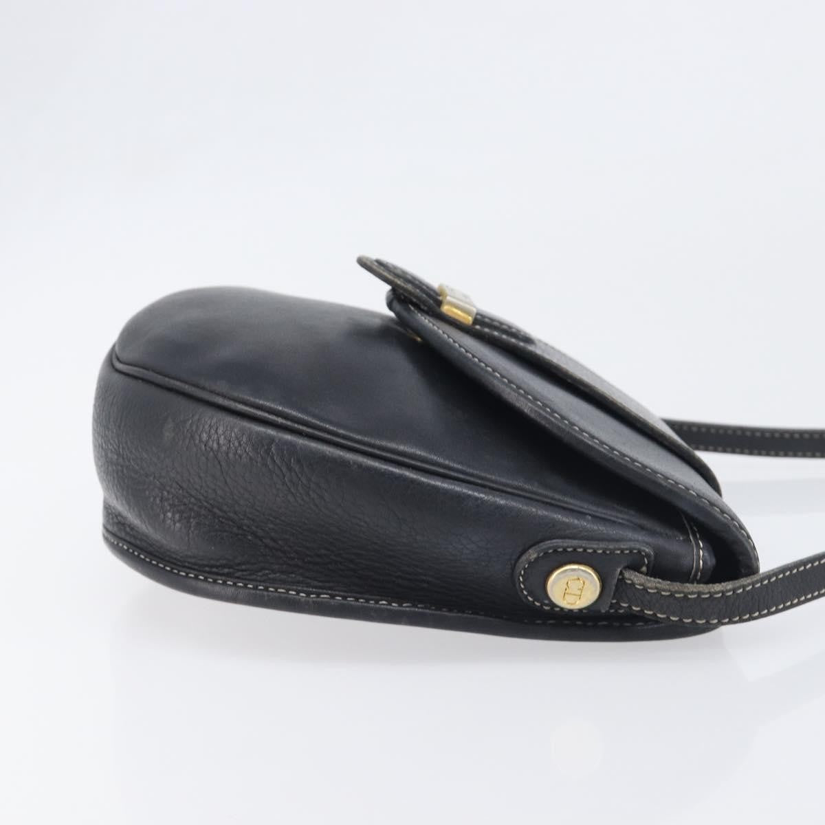 Christian Dior Vintage Cd Logo Leather Navy Leather Shoulder Bag Bag (Pre-Owned)