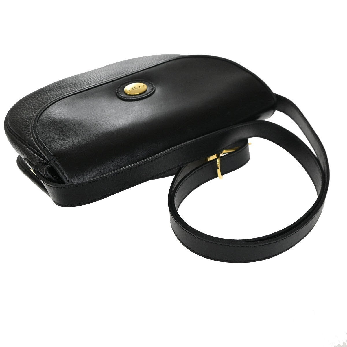 Christian Dior Vintage Cd Flap Leather Black Leather Shoulder Bag Bag (Pre-Owned)