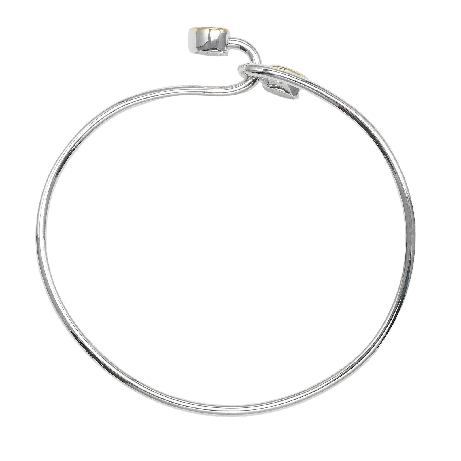 Tiffany & Co. Double Heart Lock Bangle Sterling Silver With 18K Yellow Gold Silver Silver Bracelet Jewelry (Pre-Owned)