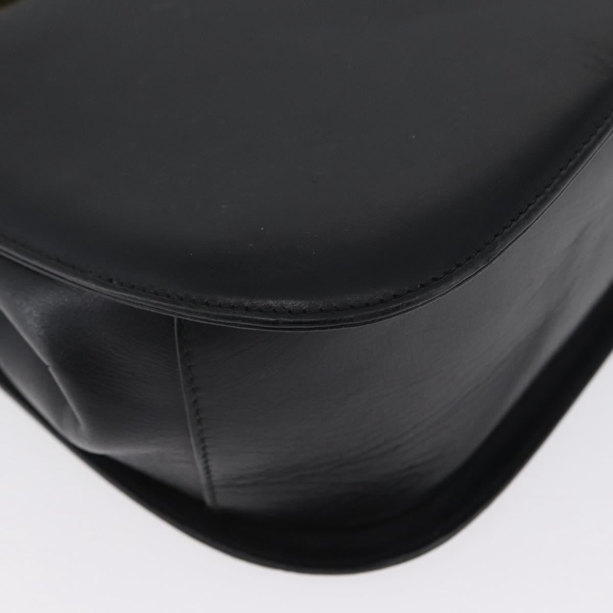 Salvatore Ferragamo Gancini Leather Black Leather Handbag (Pre-Owned)