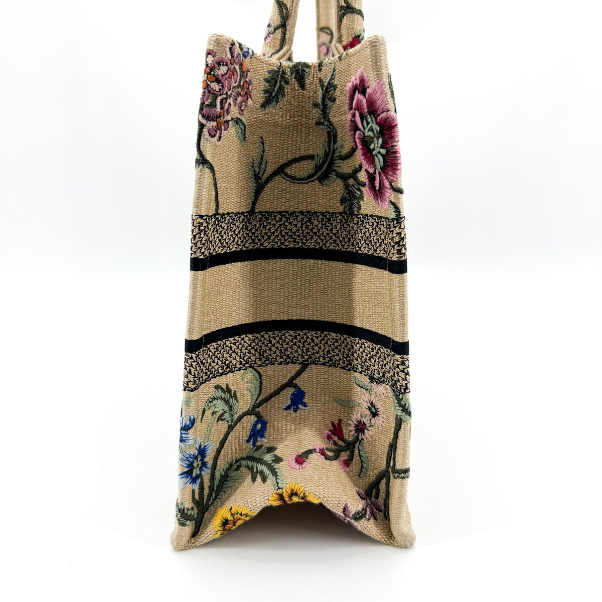 Christian Dior Book Embroidered Canvas Beige Canvas Tote Bag Bag (Pre-Owned)