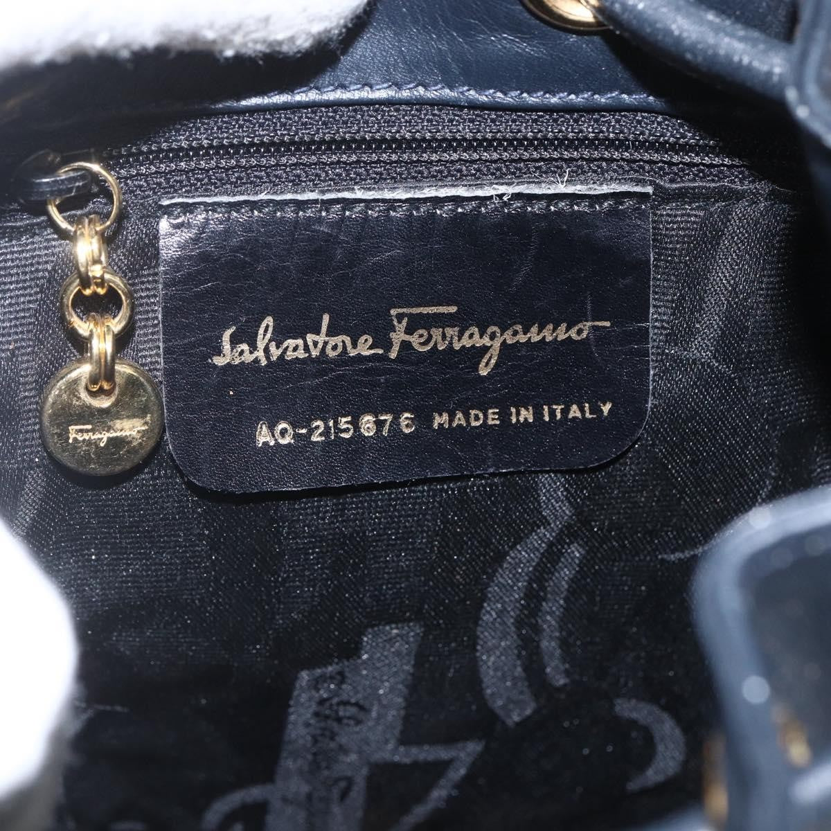 Salvatore Ferragamo Vala Leather Navy Leather Backpack Bag (Pre-Owned)