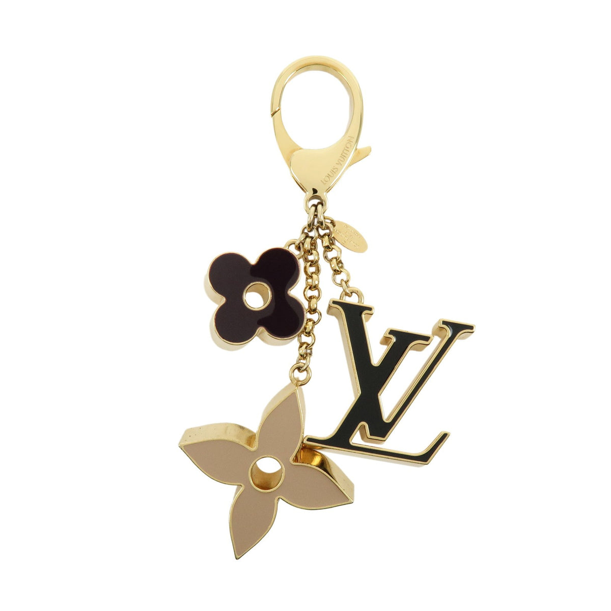 Louis Vuitton Fleur De Monogram Bag Charm Metal Gold Metal Charms And Keychains Accessory (Pre-Owned)