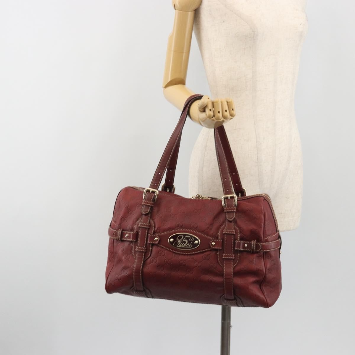 Gucci 85Th Anniversary Boston Guccissima Leather Red Leather Shoulder Bag Bag (Pre-Owned)