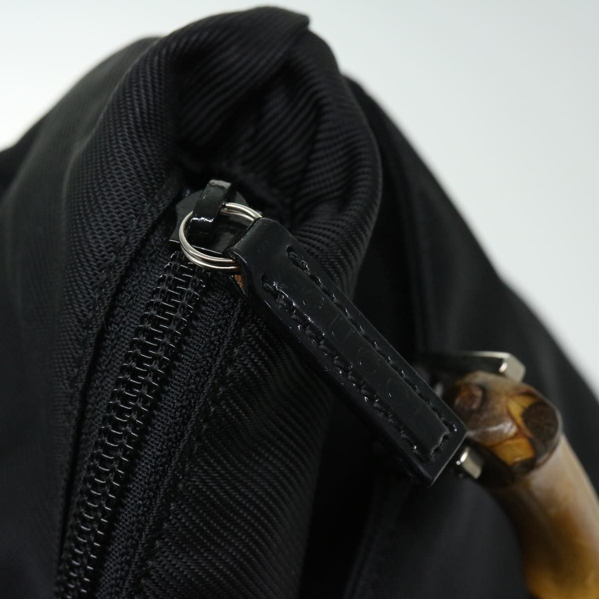 Gucci Vintage Bamboo Handle Nylon Black Nylon Tote Bag Bag (Pre-Owned)