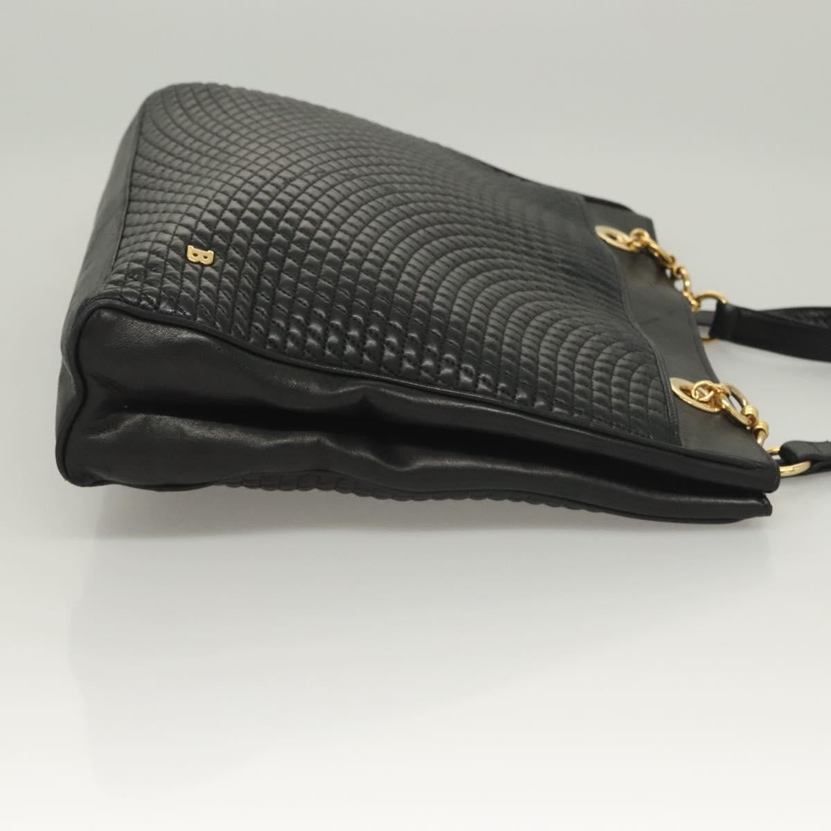 Bally Vintage Leather Black Leather Tote Bag Bag (Pre-Owned)